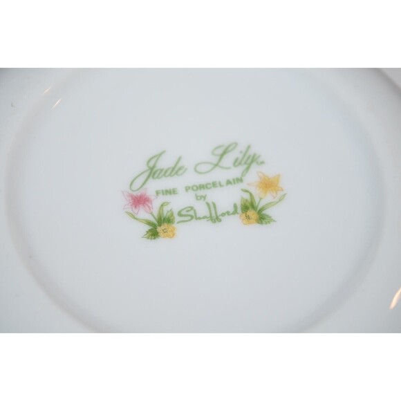 Vtg Soup Cups Jade Lily Porcelain Floral Shafford 1970 Japan  Handle 2 pc set - Picture 9 of 9